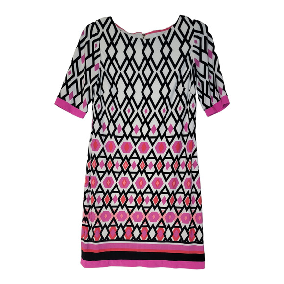 Eliza J Dresses & Skirts - Eliza J Women's Back Zip Lined Geometric Dress Short Sleeve Multicolor Size 2